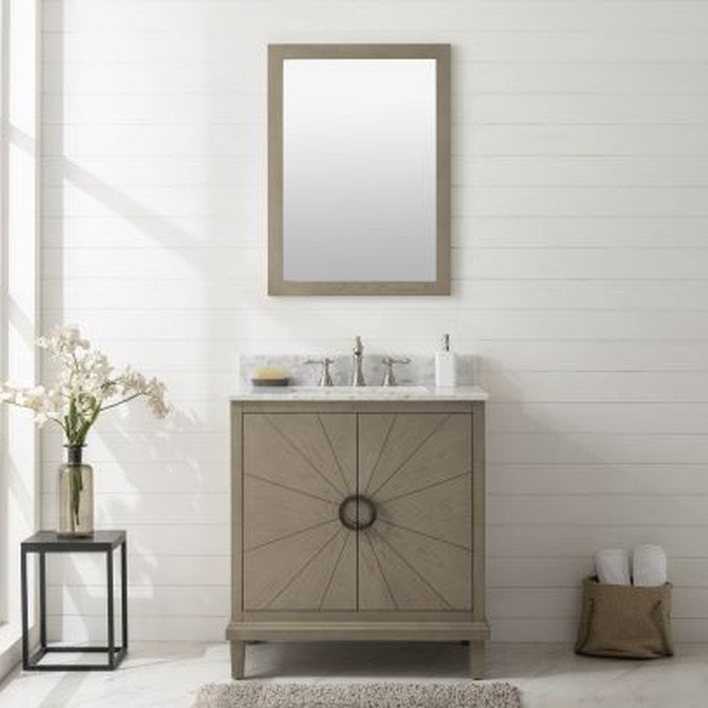 Single bathroom vanity with mirror and countertop