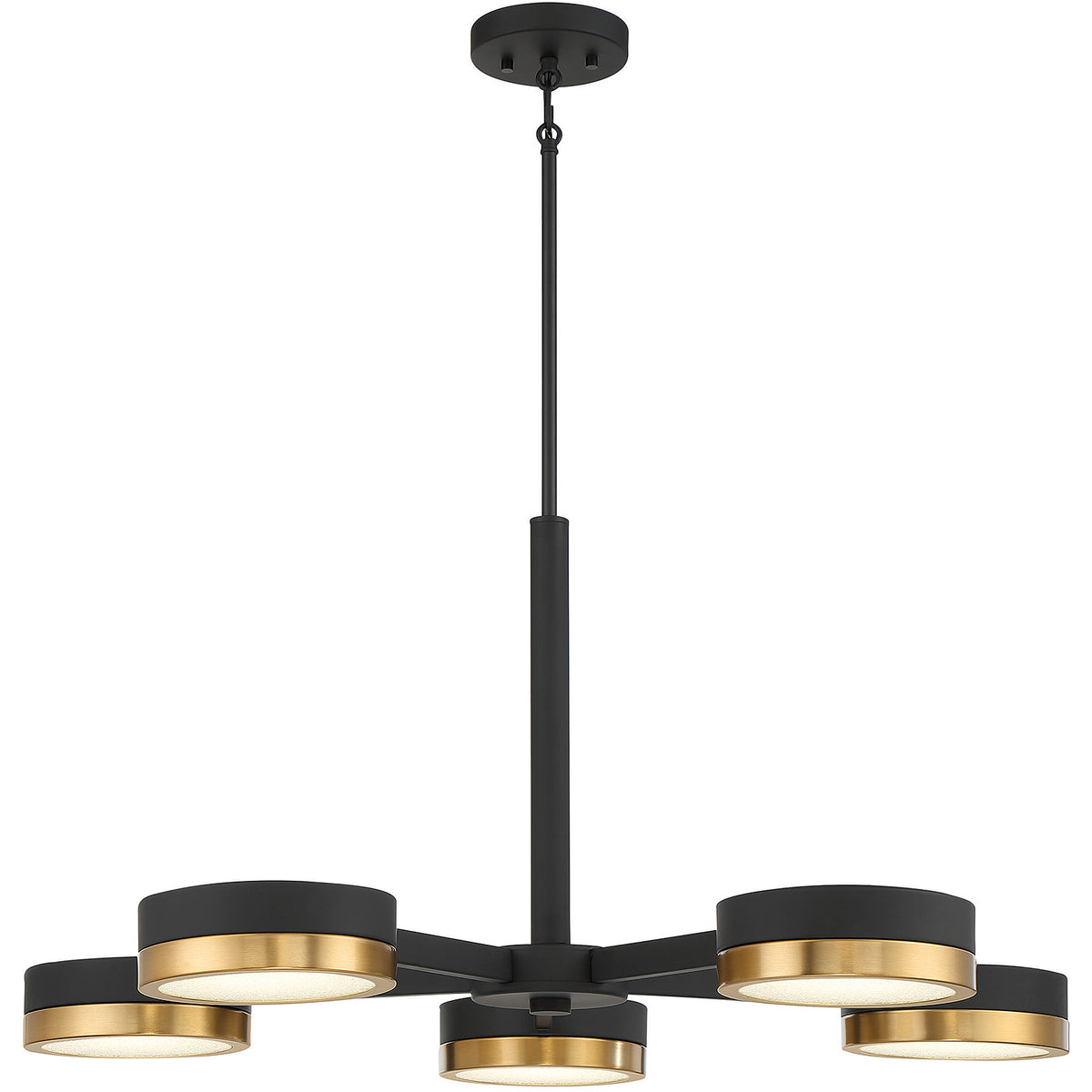 Ashor 5-Light LED Chandelier in Matte Black with Warm Brass Accents