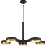 Ashor 5-Light LED Chandelier in Matte Black with Warm Brass Accents