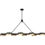 Ashor 8-Light LED Linear Chandelier in Matte Black with Warm Brass Accents