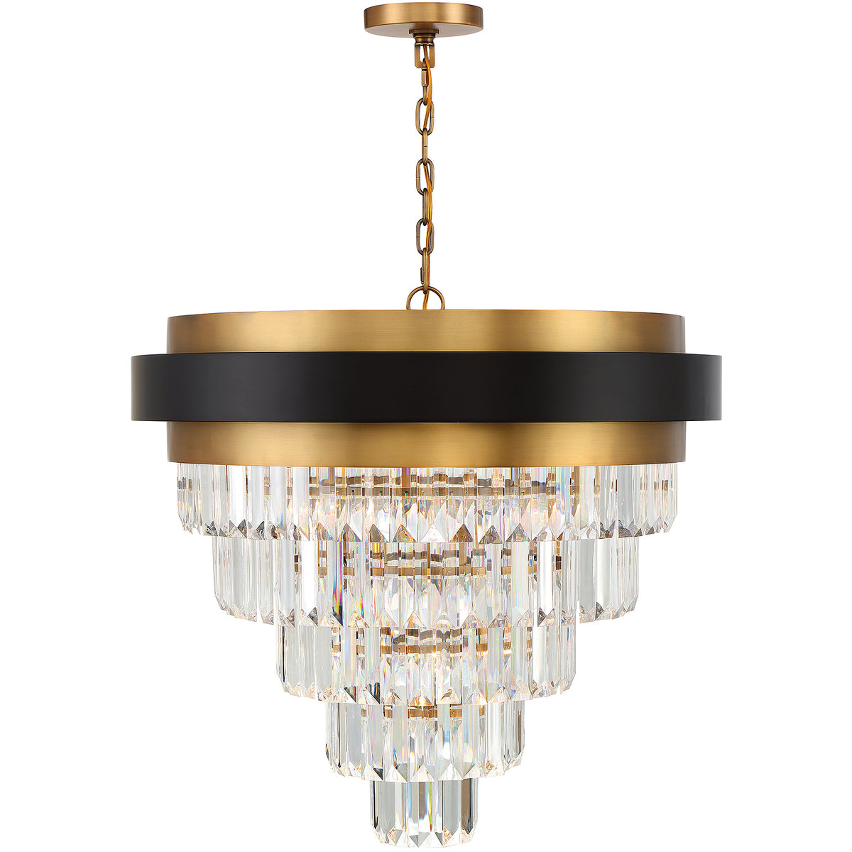 Marquise 9-Light Chandelier in Matte Black with Warm Brass Accents