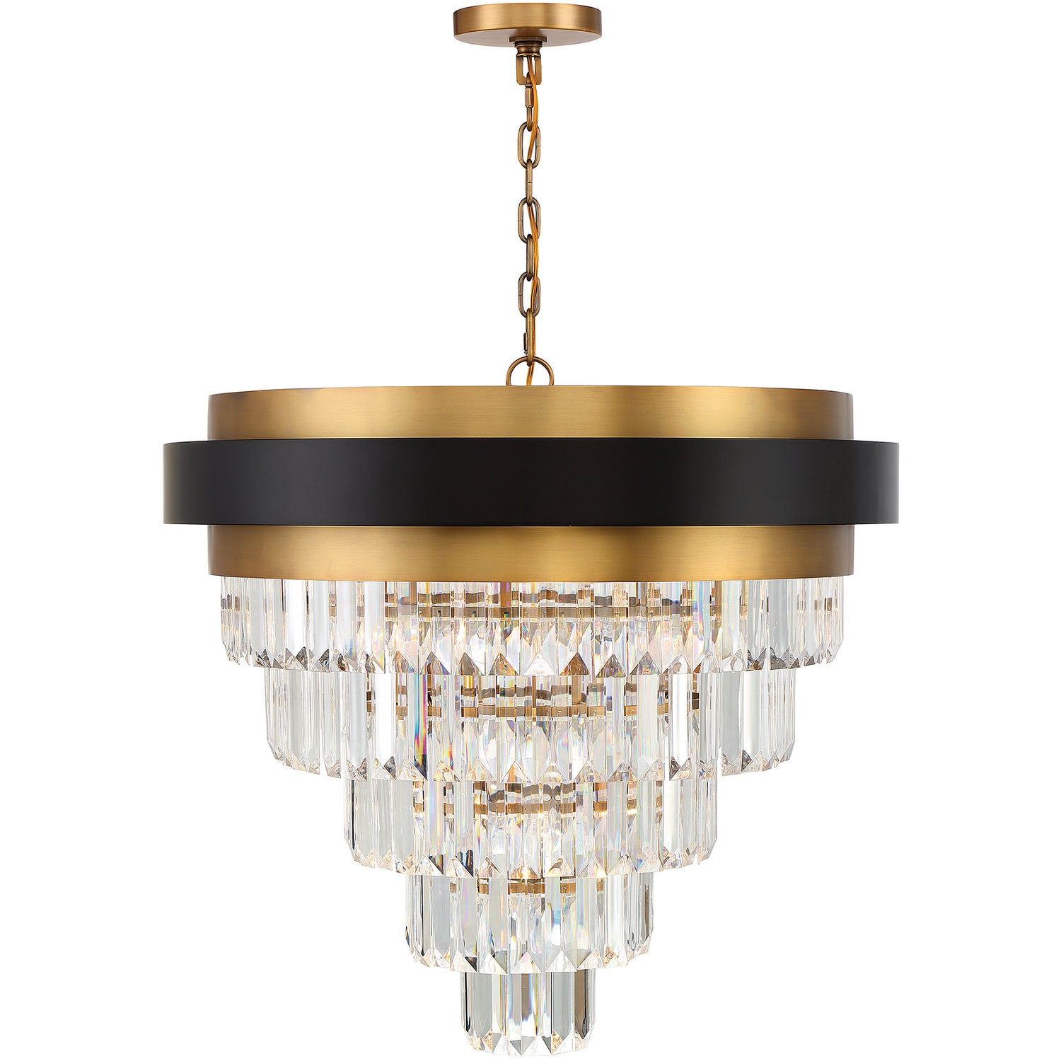 Marquise 9-Light Chandelier in Matte Black with Warm Brass Accents