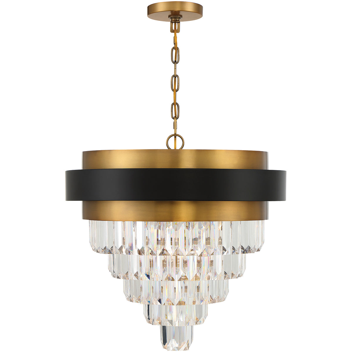 Marquise 4-Light Chandelier in Matte Black with Warm Brass Accents