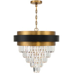 Marquise 4-Light Chandelier in Matte Black with Warm Brass Accents