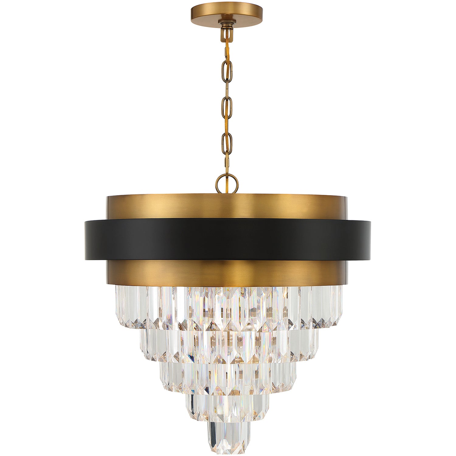 Marquise 4-Light Chandelier in Matte Black with Warm Brass Accents