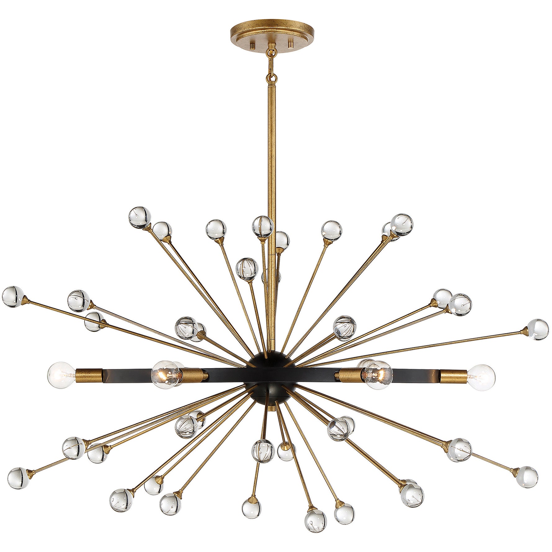 Ariel 6-Light Oval Chandelier in Como Black with Gold Accents