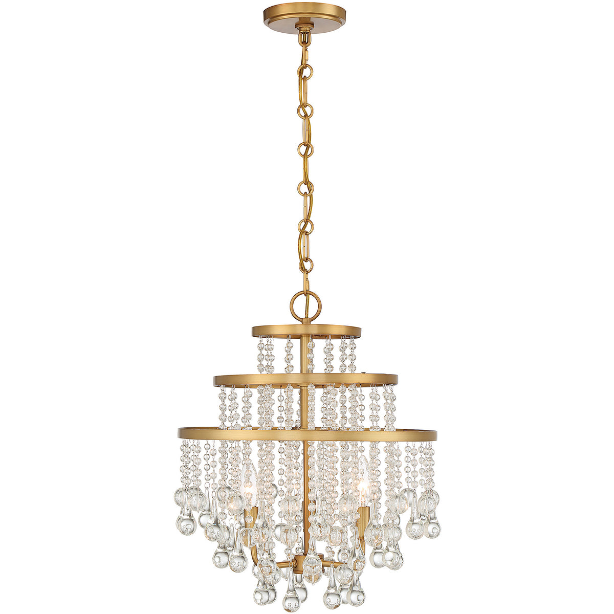 Luna 3-Light Mini Chandelier in Warm Brass