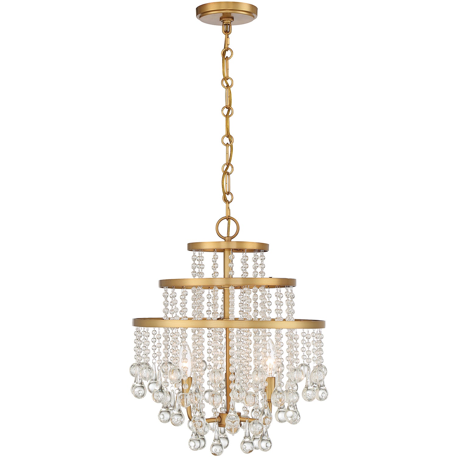 Luna 3-Light Mini Chandelier in Warm Brass