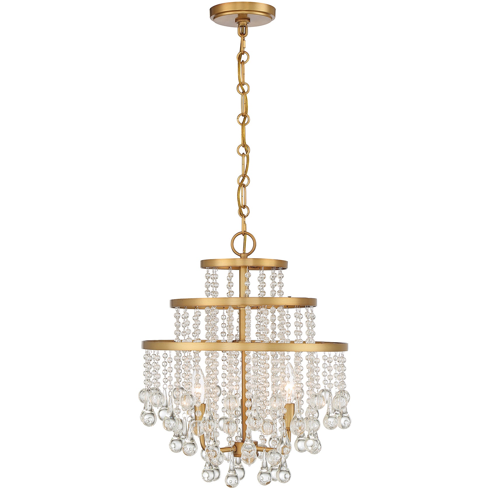 Luna 3-Light Mini Chandelier in Warm Brass