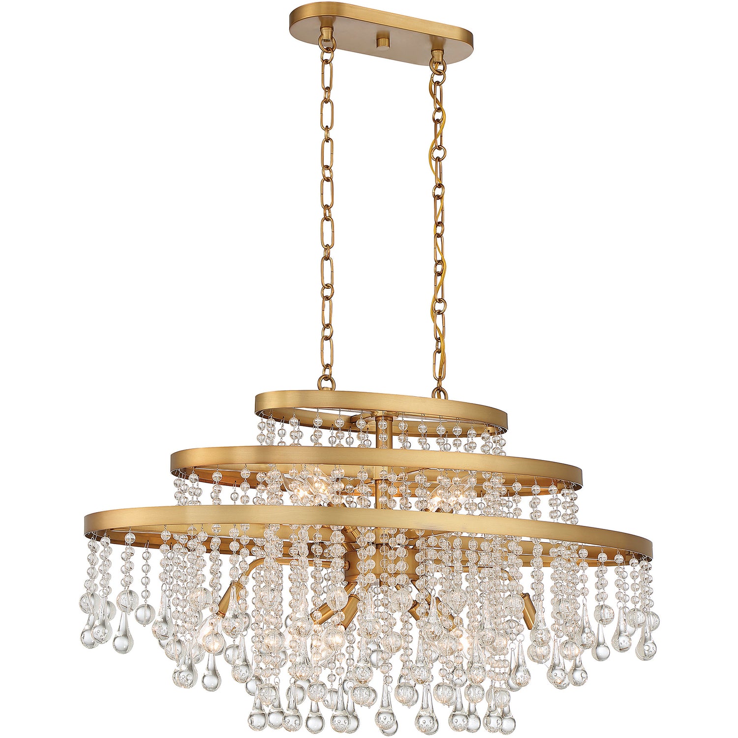 Luna 10-Light Oval Chandelier in Warm Brass