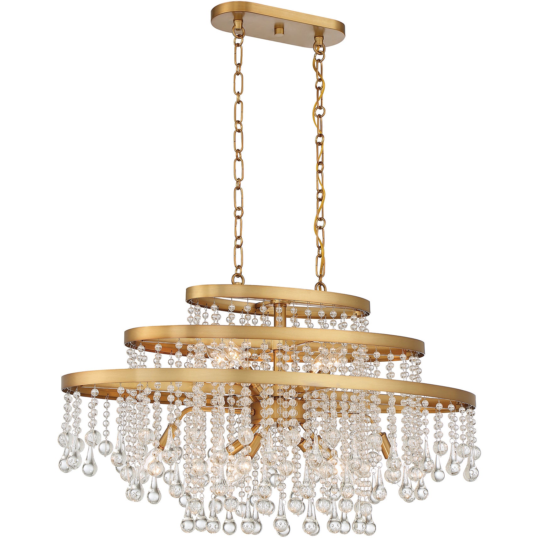 Luna 10-Light Oval Chandelier in Warm Brass