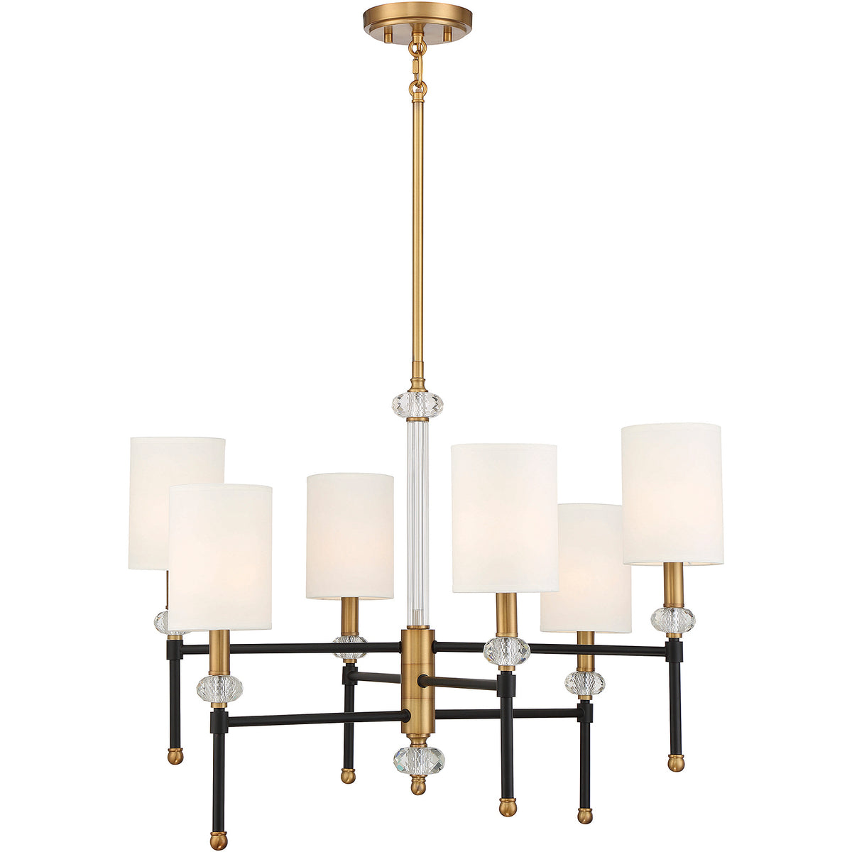Tivoli 6-Light Chandelier in Matte Black with Warm Brass Accents