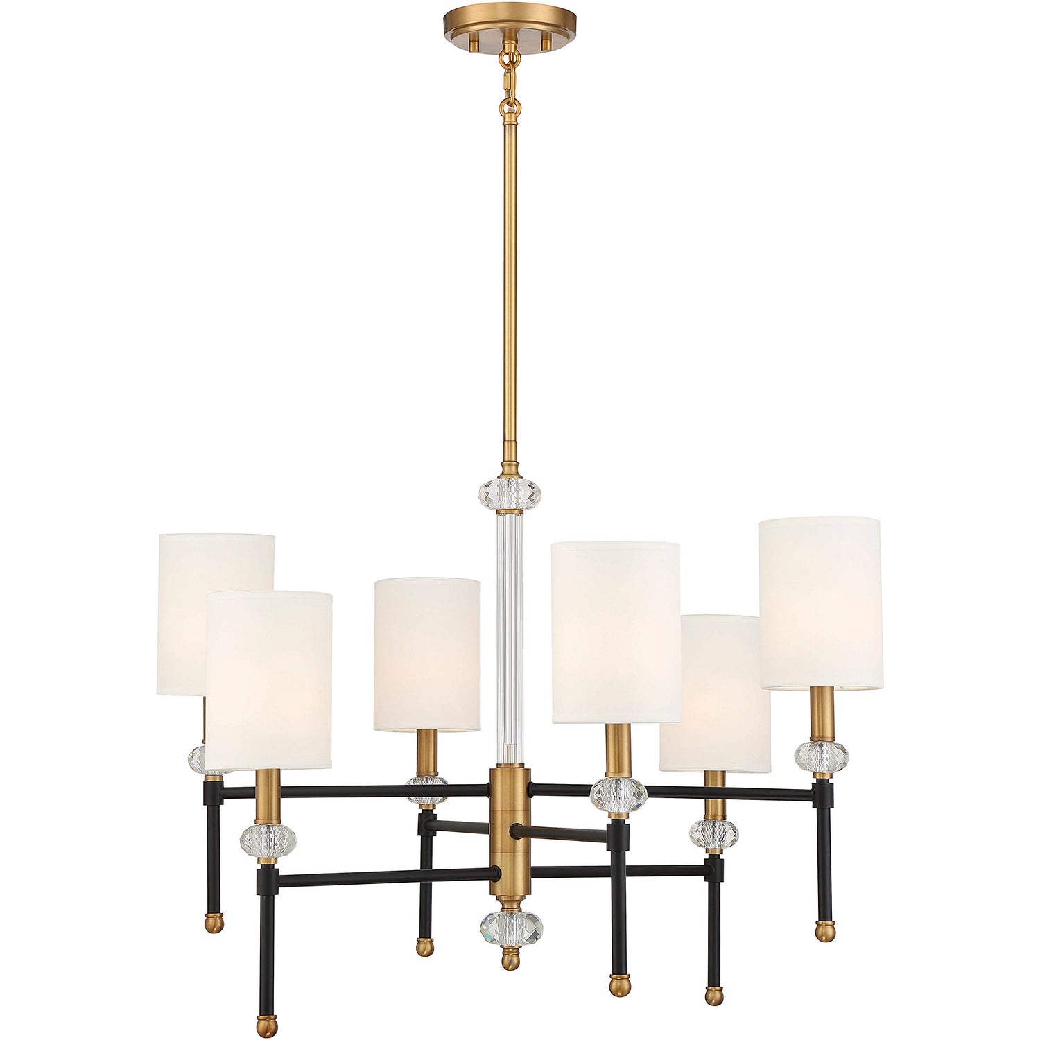 Tivoli 6-Light Chandelier in Matte Black with Warm Brass Accents