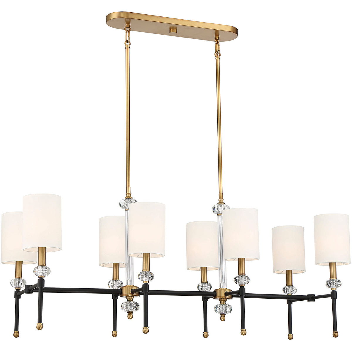 Tivoli 8-Light Linear Chandelier in Matte Black with Warm Brass Accents