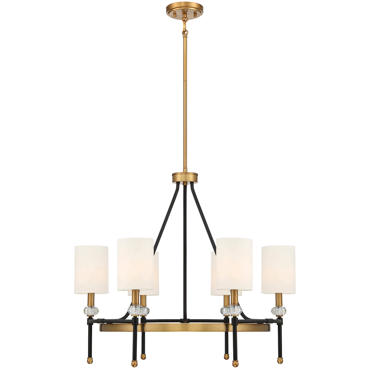 Tivoli 6-Light Chandelier in Matte Black with Warm Brass Accents