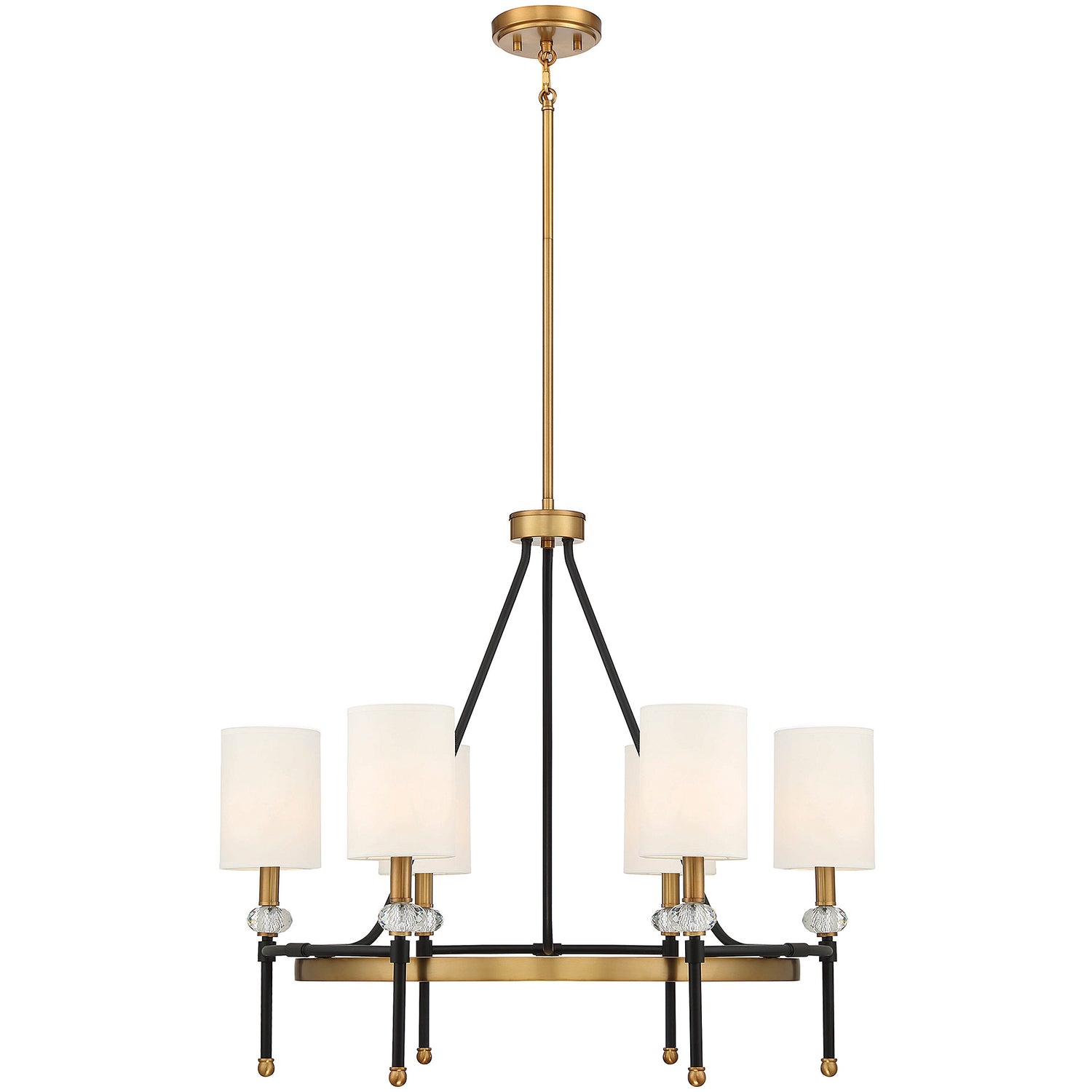Tivoli 6-Light Chandelier in Matte Black with Warm Brass Accents