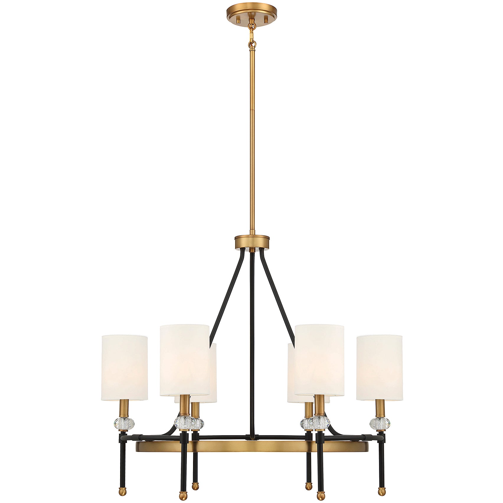 Tivoli 6-Light Chandelier in Matte Black with Warm Brass Accents