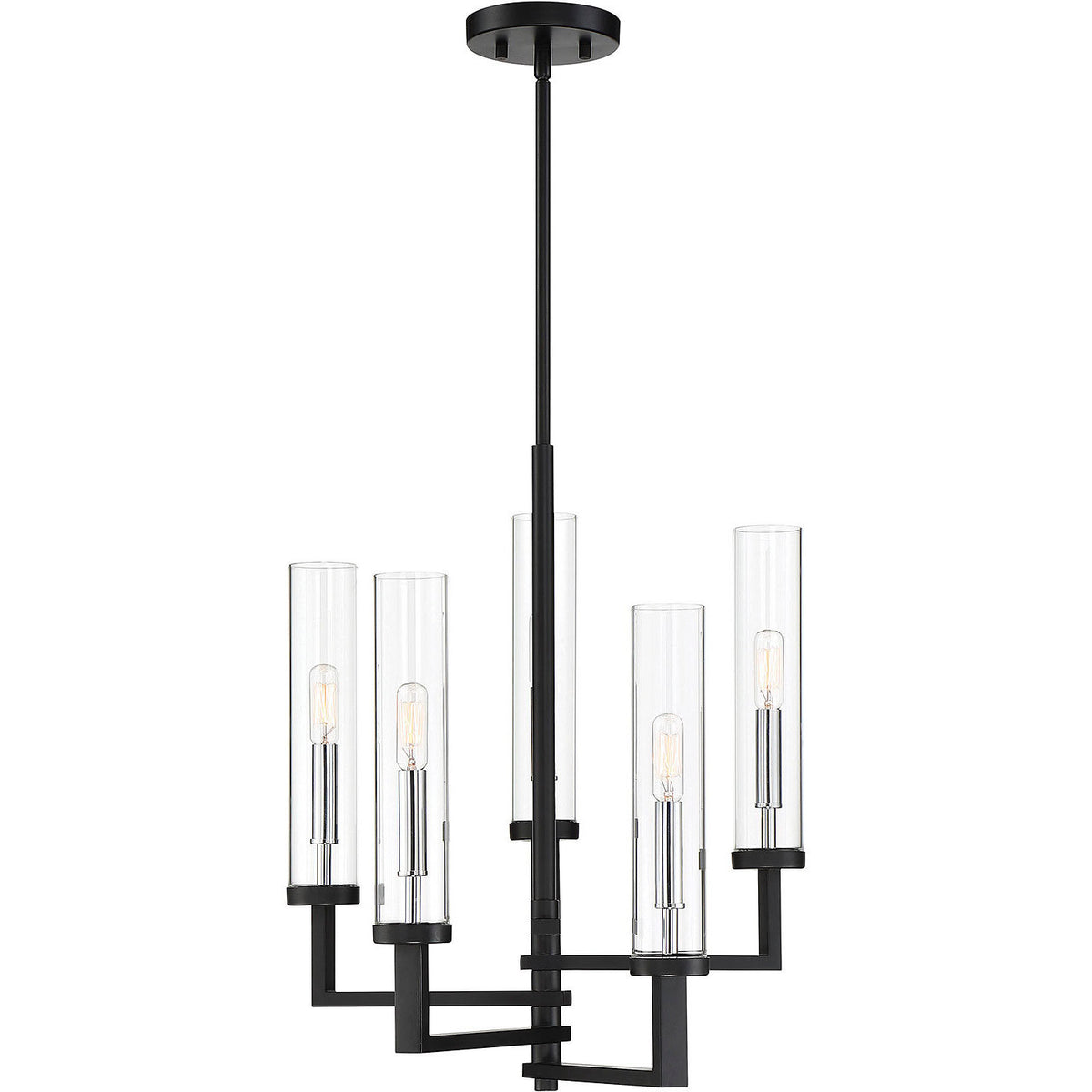 Folsom 5-Light Adjustable Chandelier in Matte Black with Polished Chrome Accents