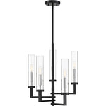 Folsom 5-Light Adjustable Chandelier in Matte Black with Polished Chrome Accents