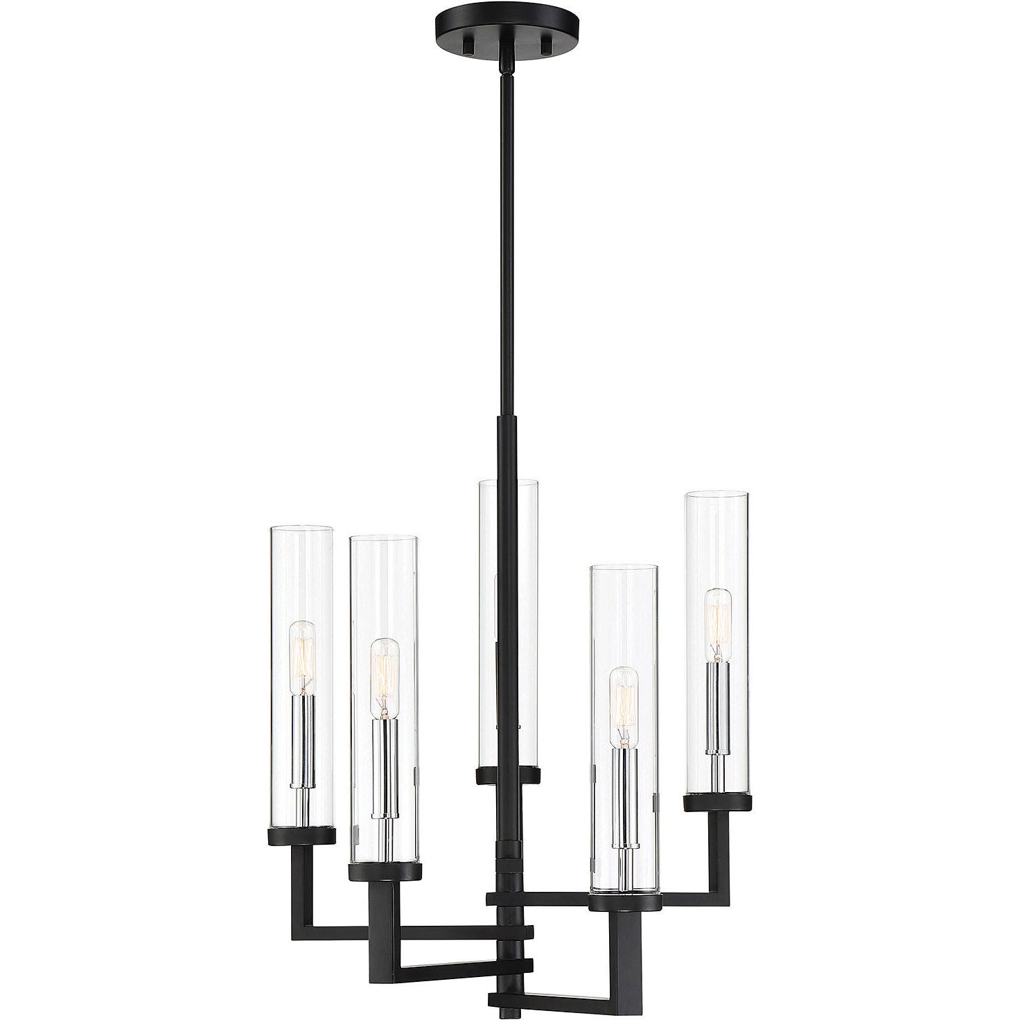 Folsom 5-Light Adjustable Chandelier in Matte Black with Polished Chrome Accents