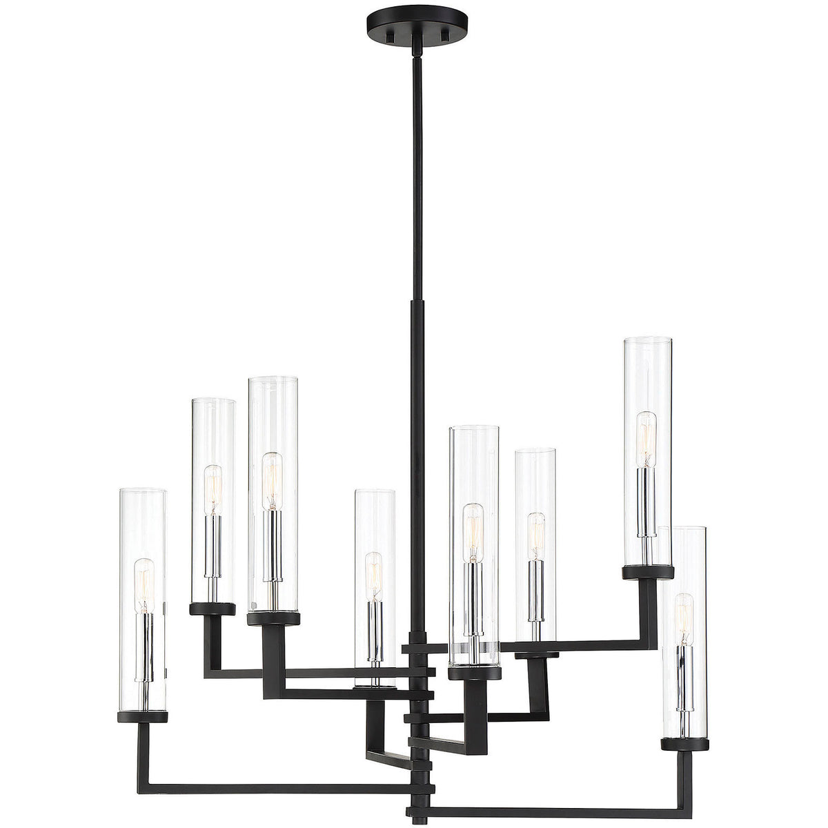 Folsom 8-Light Adjustable Chandelier in Matte Black with Polished Chrome Accents