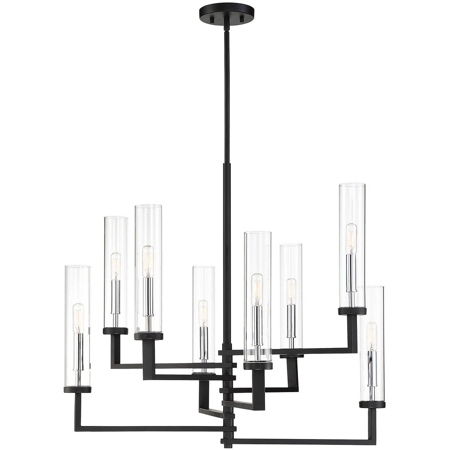 Folsom 8-Light Adjustable Chandelier in Matte Black with Polished Chrome Accents
