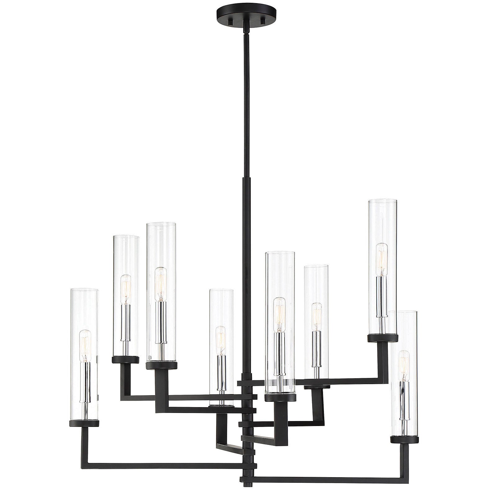 Folsom 8-Light Adjustable Chandelier in Matte Black with Polished Chrome Accents