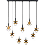 Portinatx 9-Light Linear Chandelier in Satin Black with Hammered Gold by Breegan Jane