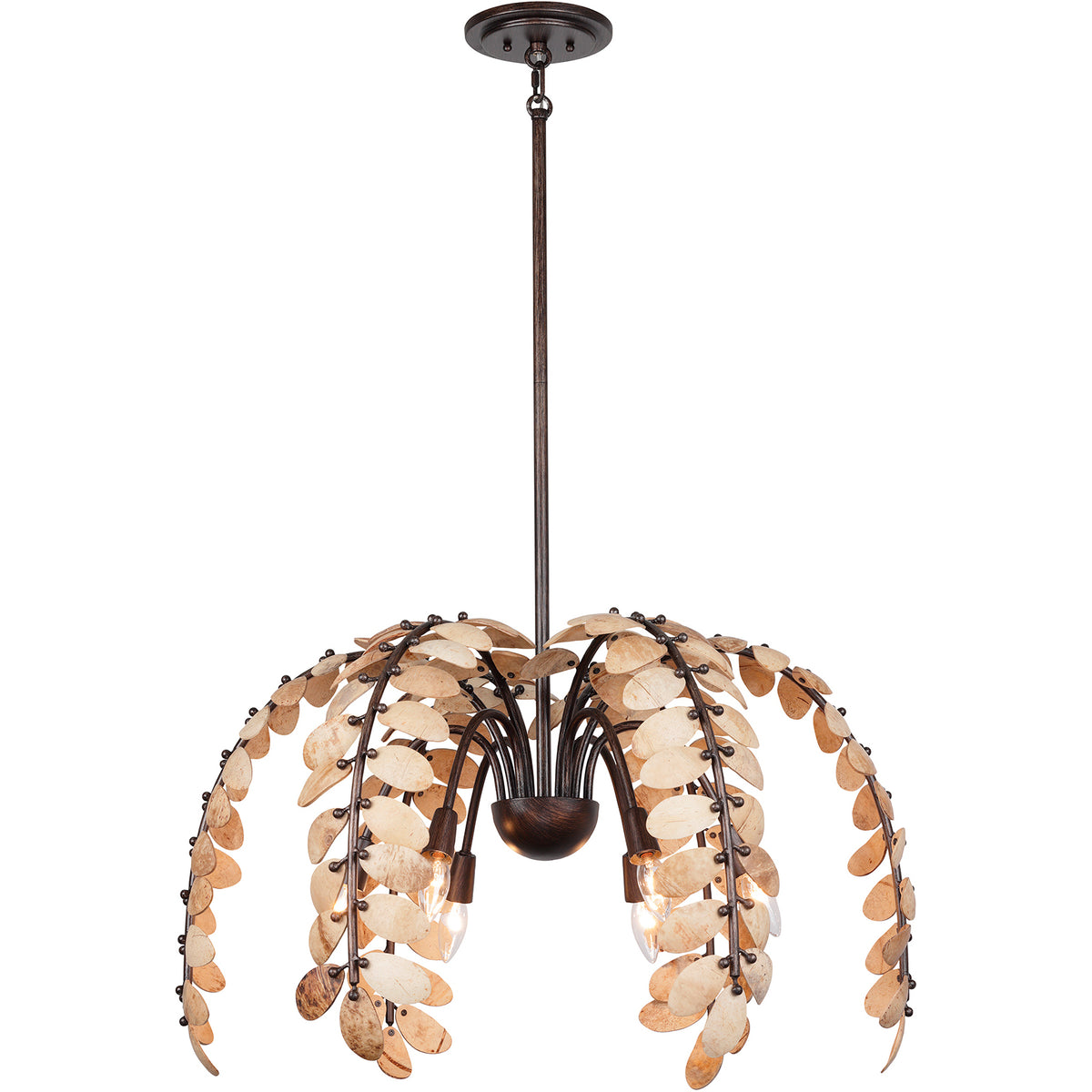 Grecian 6-Light Chandelier in Champagne Mist with Coconut Shell by Breegan Jane