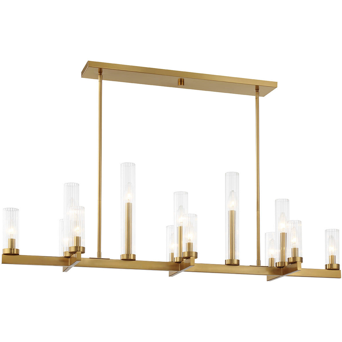 Carina 13-Light Linear Chandelier in Warm Brass