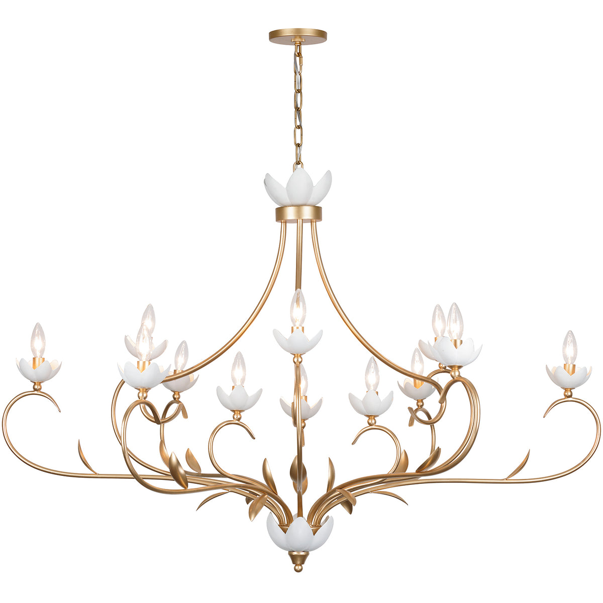 Muse 12-Light Chandelier in French Gold and White Cashmere by Breegan Jane