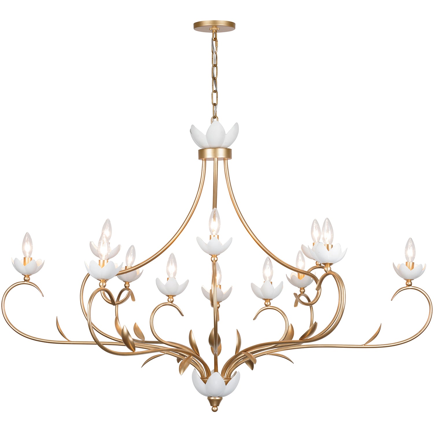Muse 12-Light Chandelier in French Gold and White Cashmere by Breegan Jane