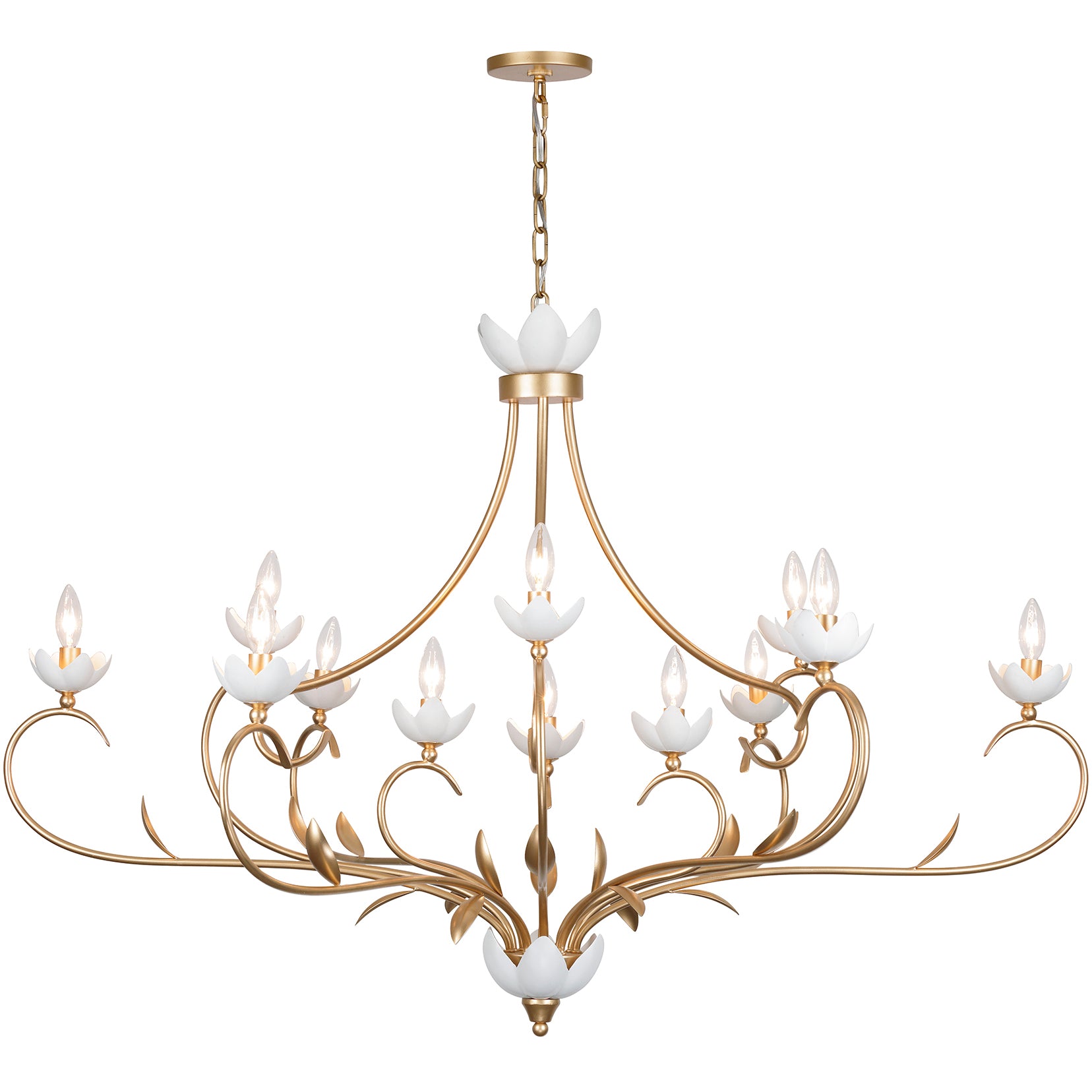 Muse 12-Light Chandelier in French Gold and White Cashmere by Breegan Jane