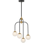 Couplet 4-Light Chandelier in Matte Black with Warm Brass Accents