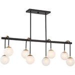 Couplet 8-Light Linear Chandelier in Matte Black with Warm Brass Accents