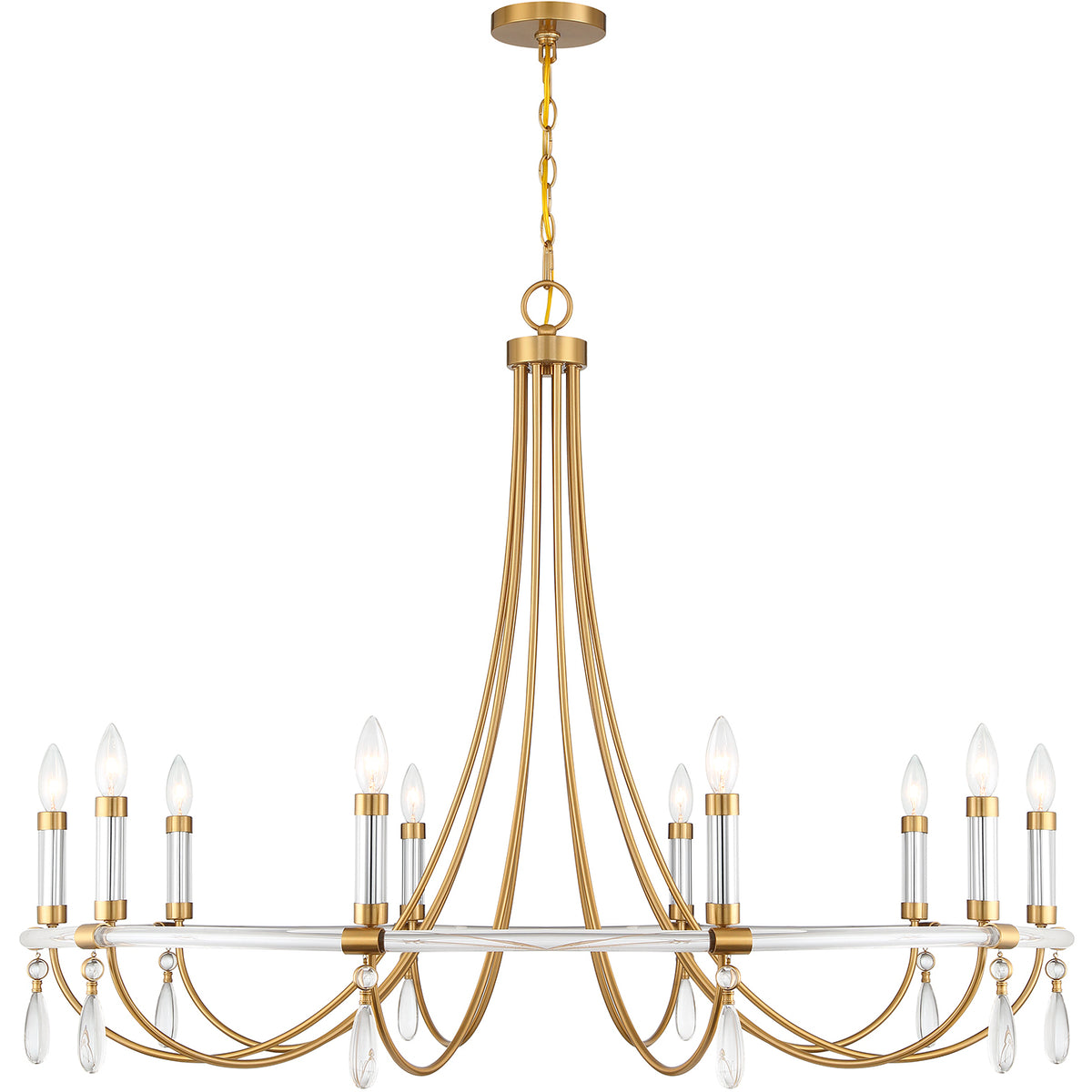 Mayfair 10-Light Chandelier in Warm Brass and Chrome