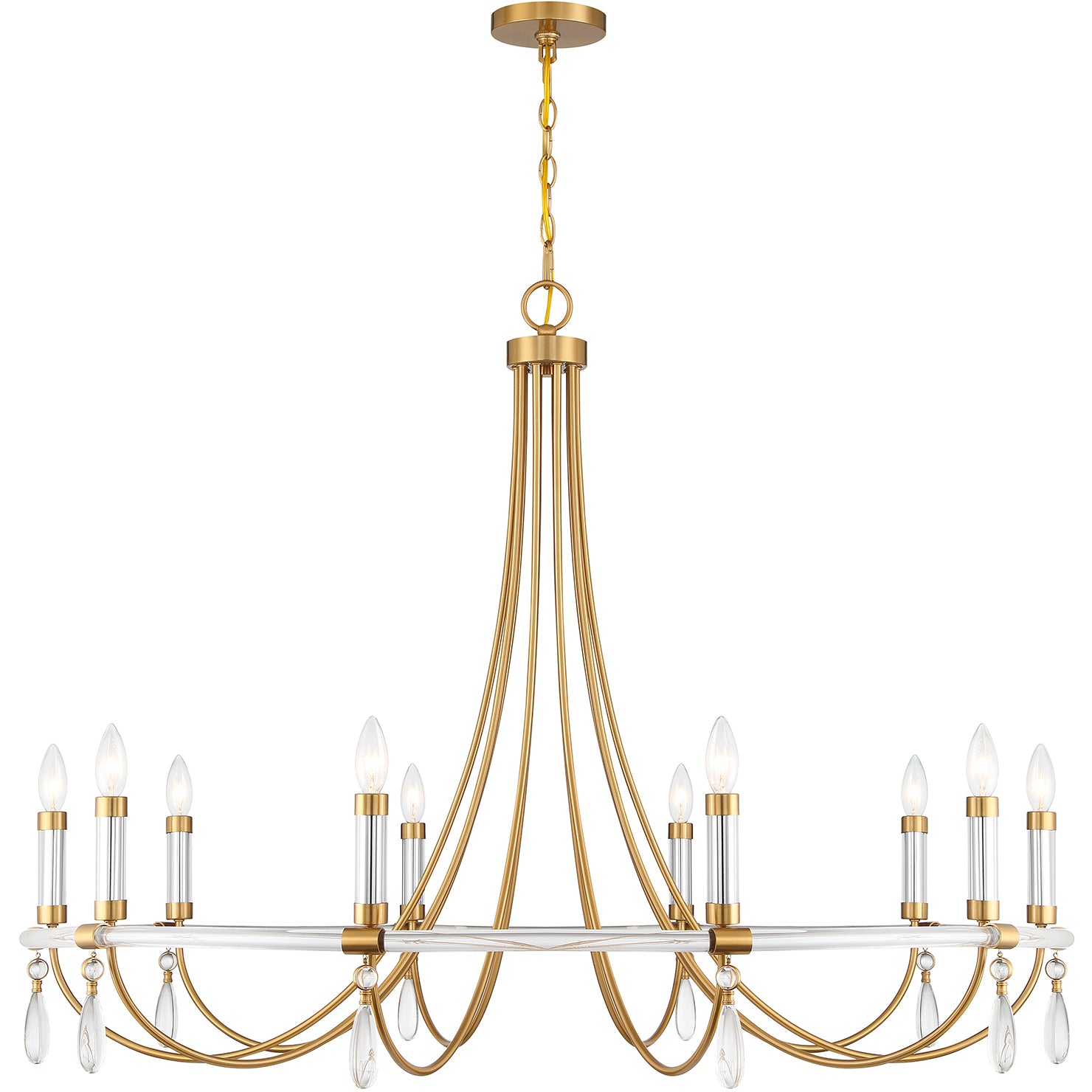 Mayfair 10-Light Chandelier in Warm Brass and Chrome
