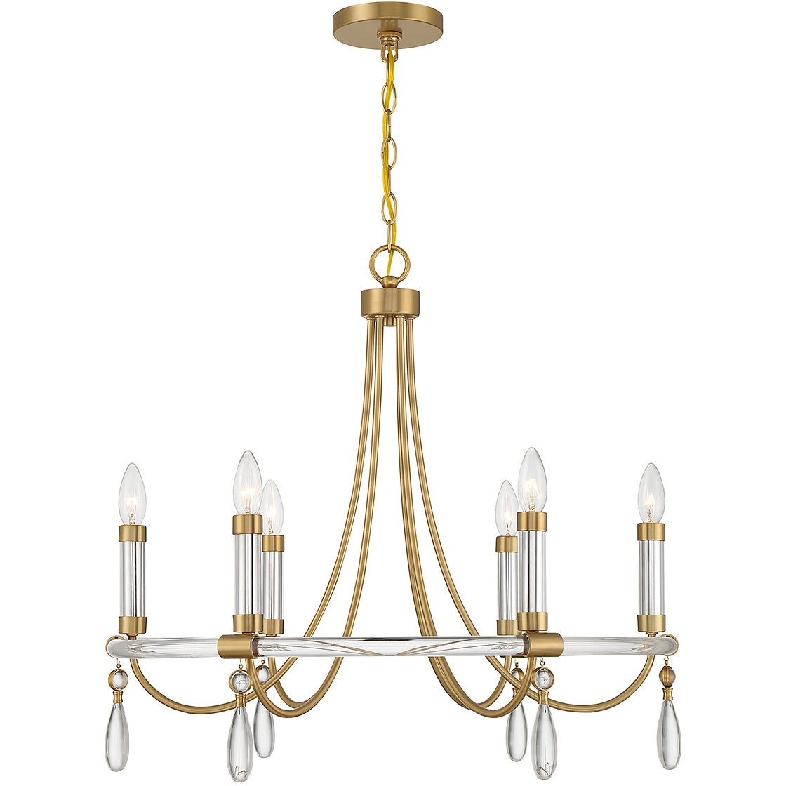 Mayfair 6-Light Chandelier in Warm Brass and Chrome