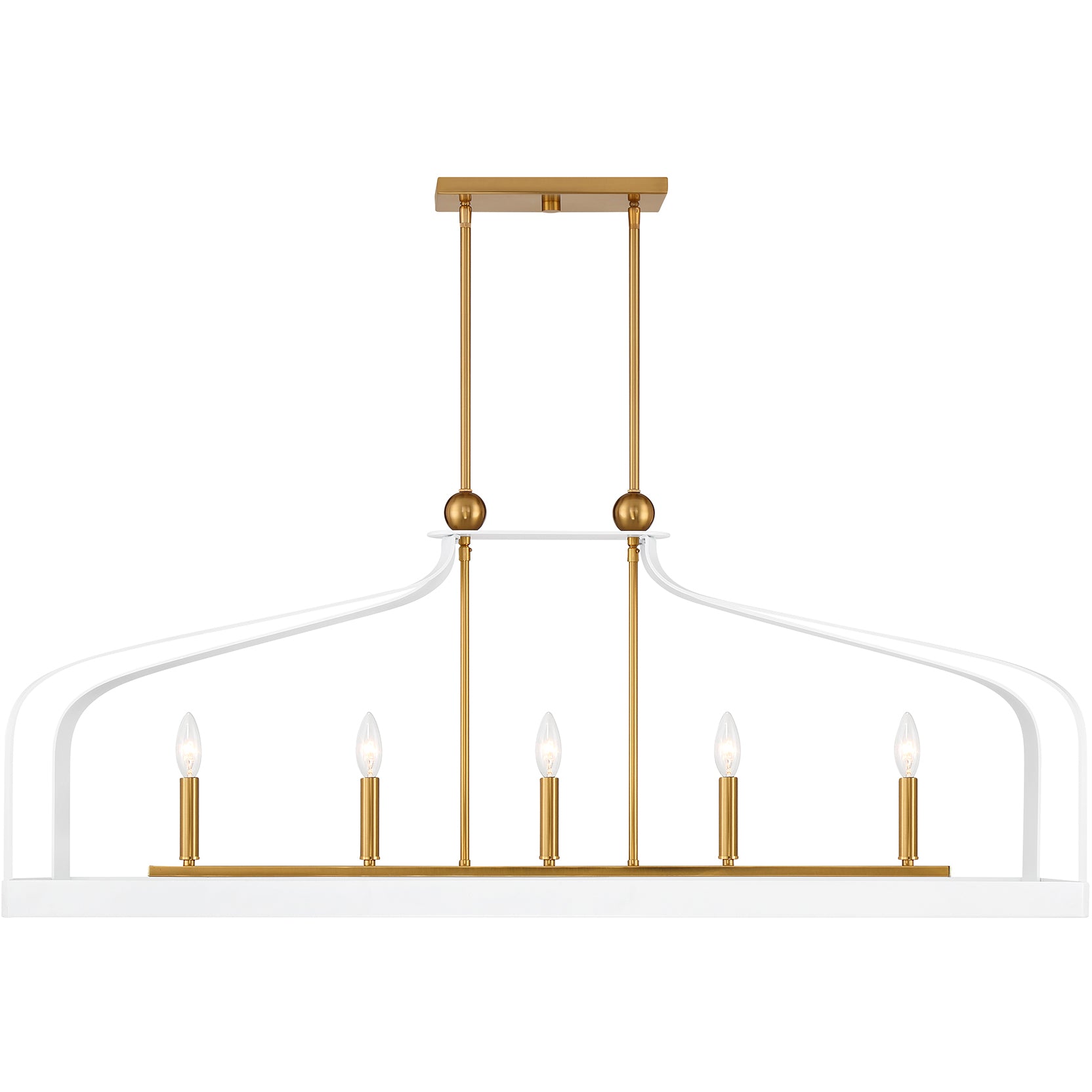 Sheffield 5-Light Linear Chandelier in Matte Black with Warm Brass Accents