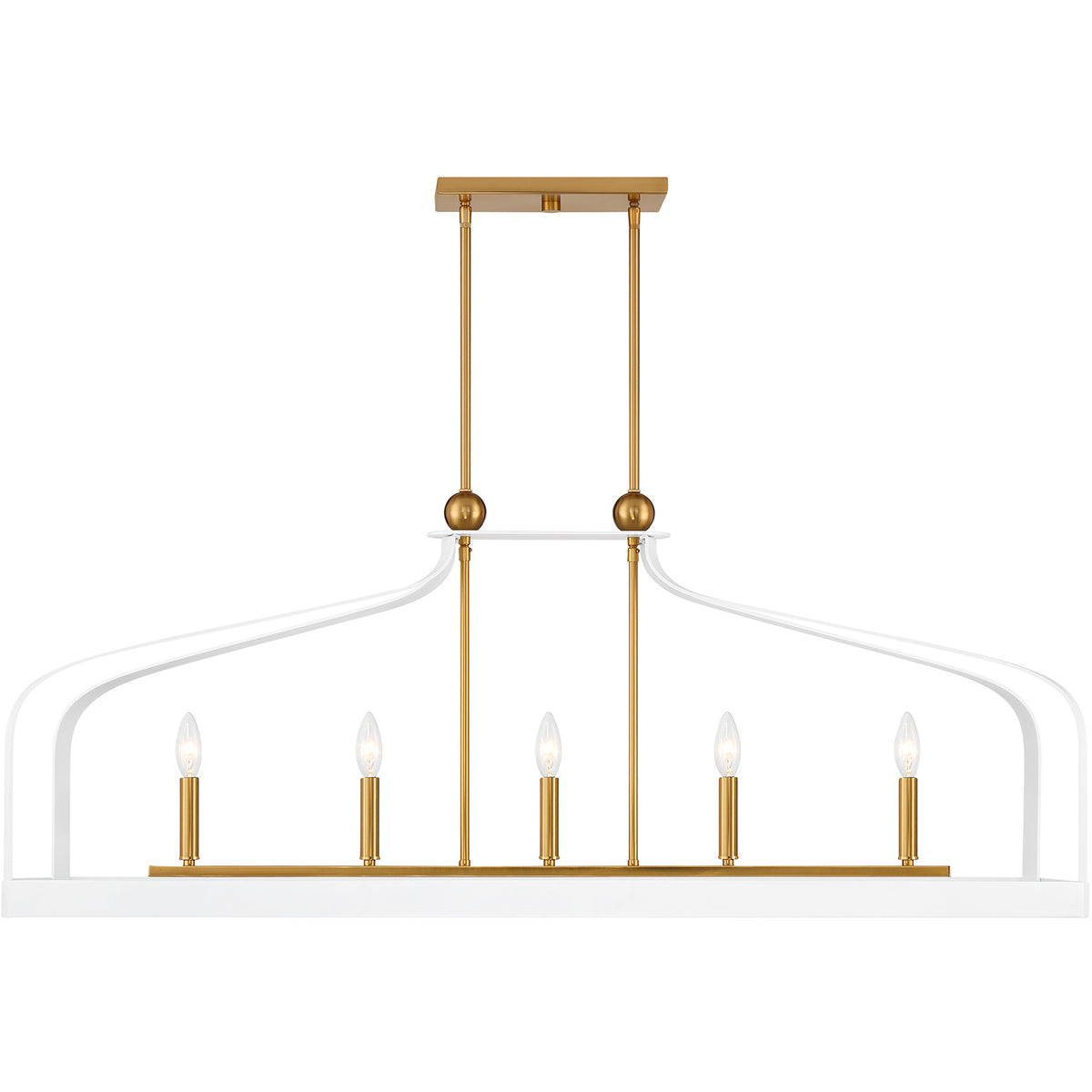Sheffield 5-Light Linear Chandelier in Matte Black with Warm Brass Accents
