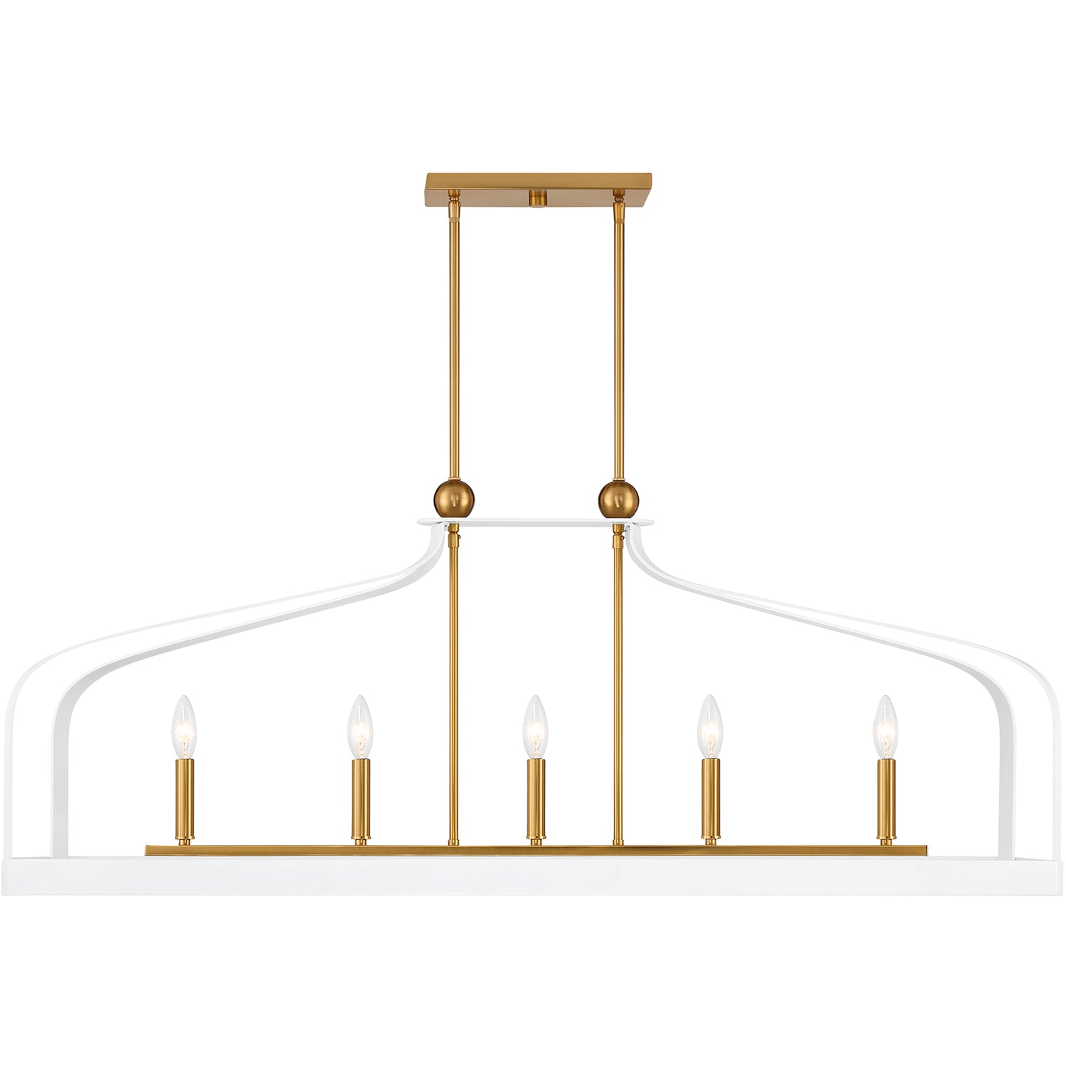 Sheffield 5-Light Linear Chandelier in Matte Black with Warm Brass Accents