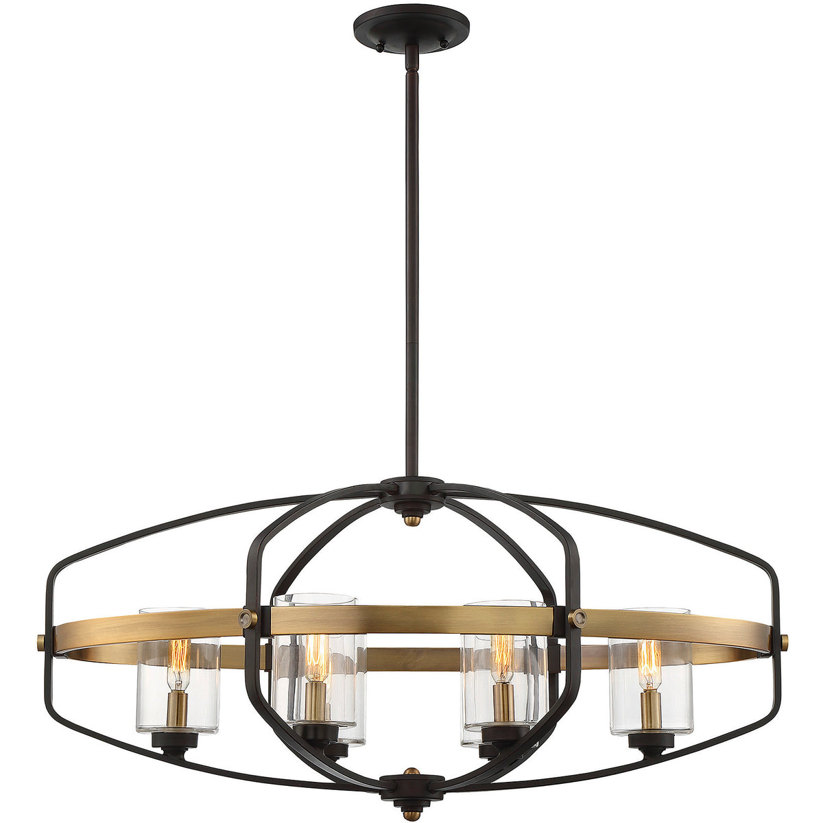 Kirkland 6-Light Linear Chandelier in English Bronze and Warm Brass