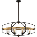 Kirkland 6-Light Linear Chandelier in English Bronze and Warm Brass