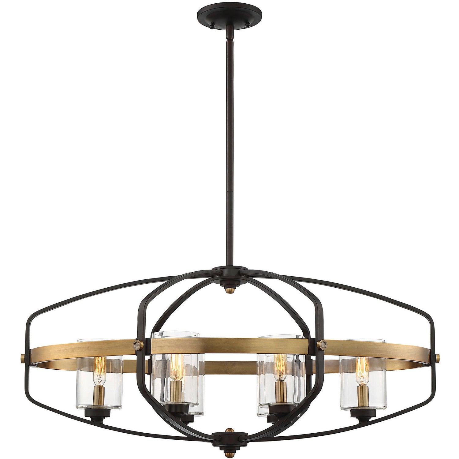 Kirkland 6-Light Linear Chandelier in English Bronze and Warm Brass
