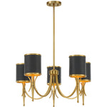 Quincy 5-Light Chandelier in Matte Black with Warm Brass Accents