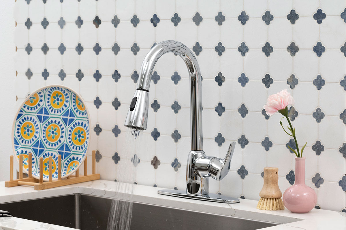 MSI 802 Chrome kitchen faucet room scene