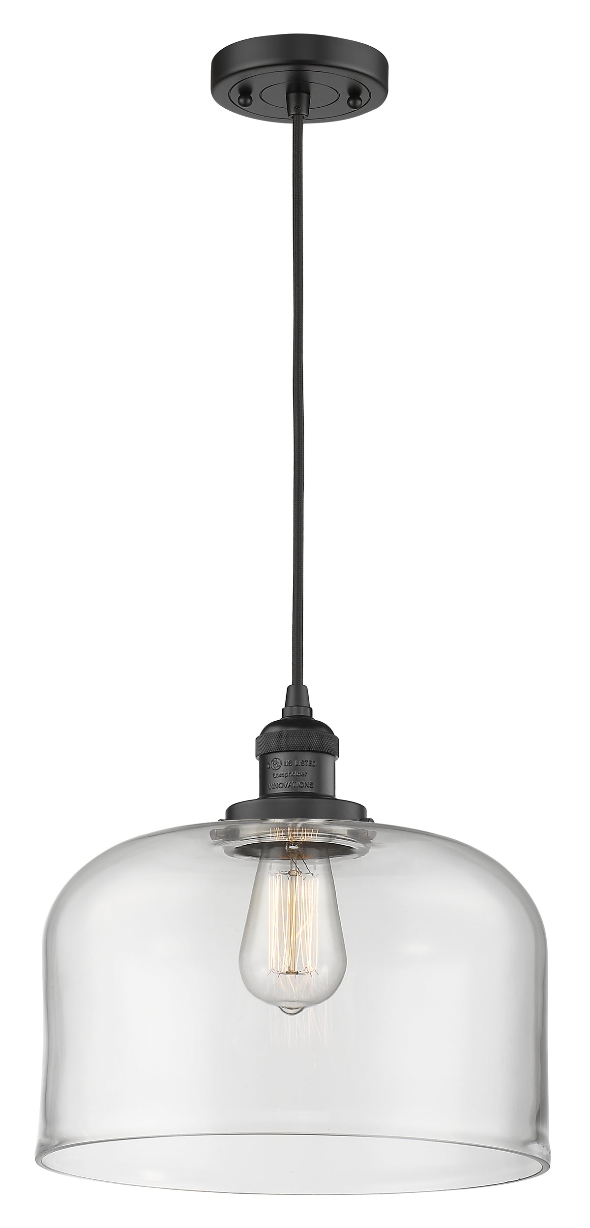 Bell - 1 Light - 12 inch - Matte Black - Cord hung - Mini Pendant