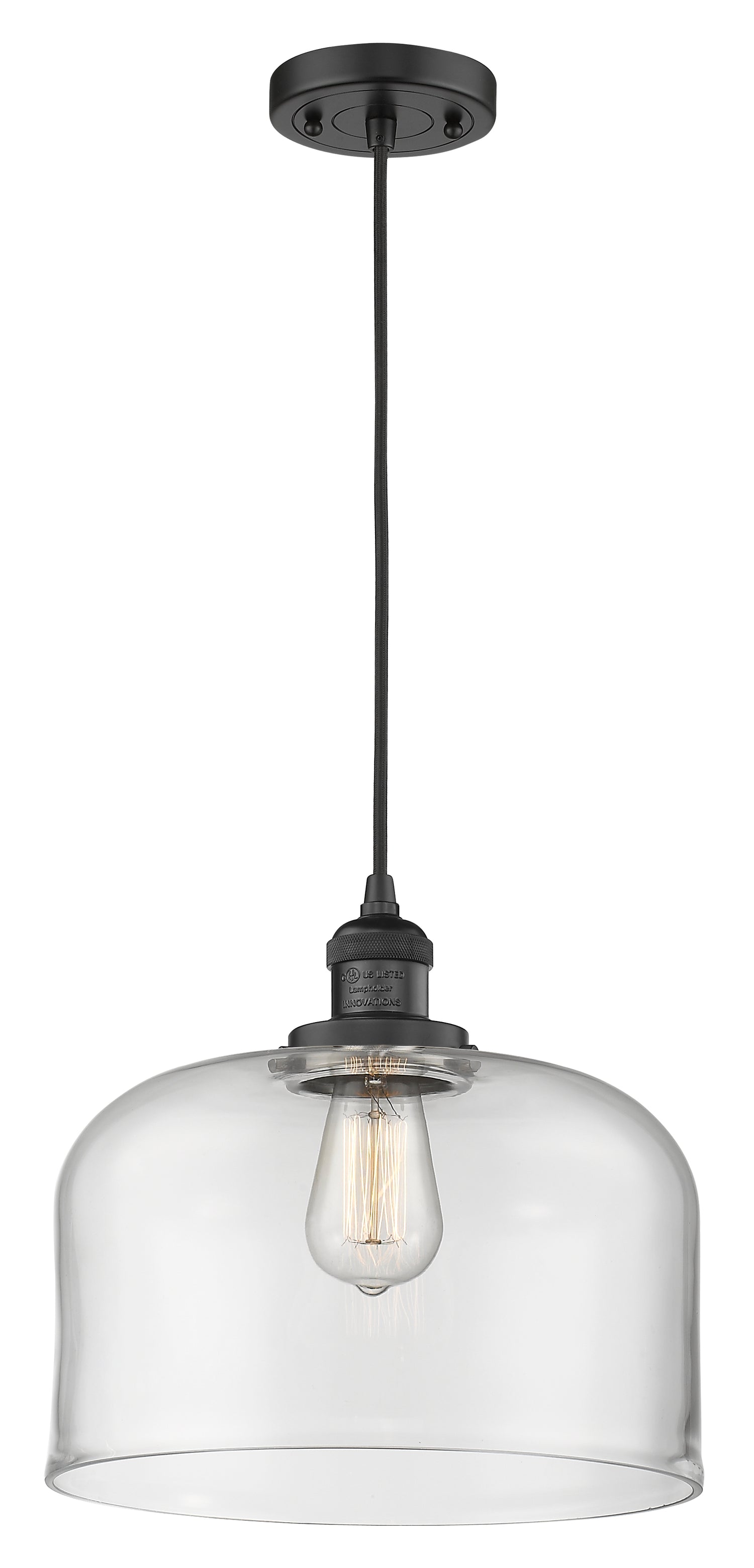 Bell - 1 Light - 12 inch - Matte Black - Cord hung - Mini Pendant