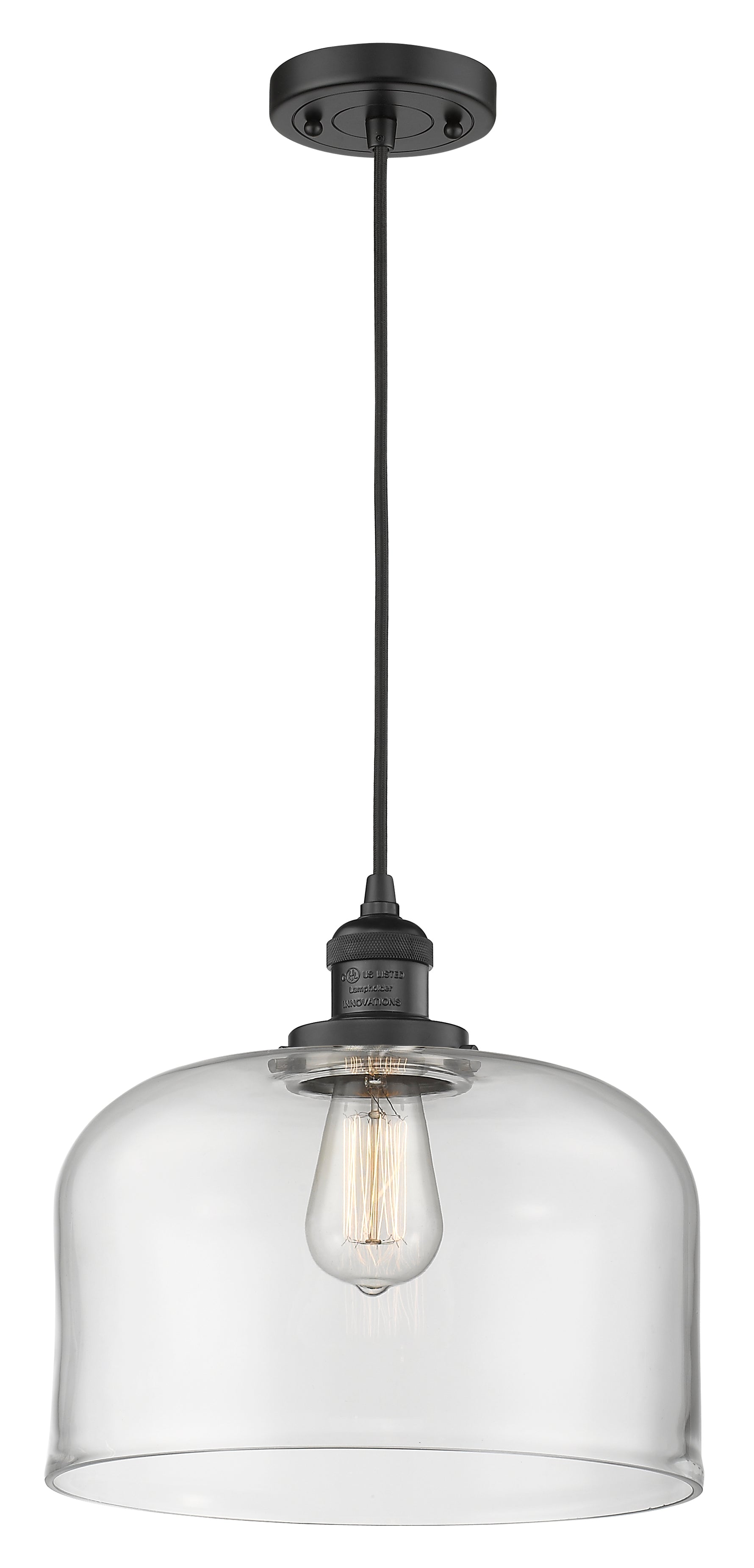 Bell - 1 Light - 12 inch - Matte Black - Cord hung - Mini Pendant