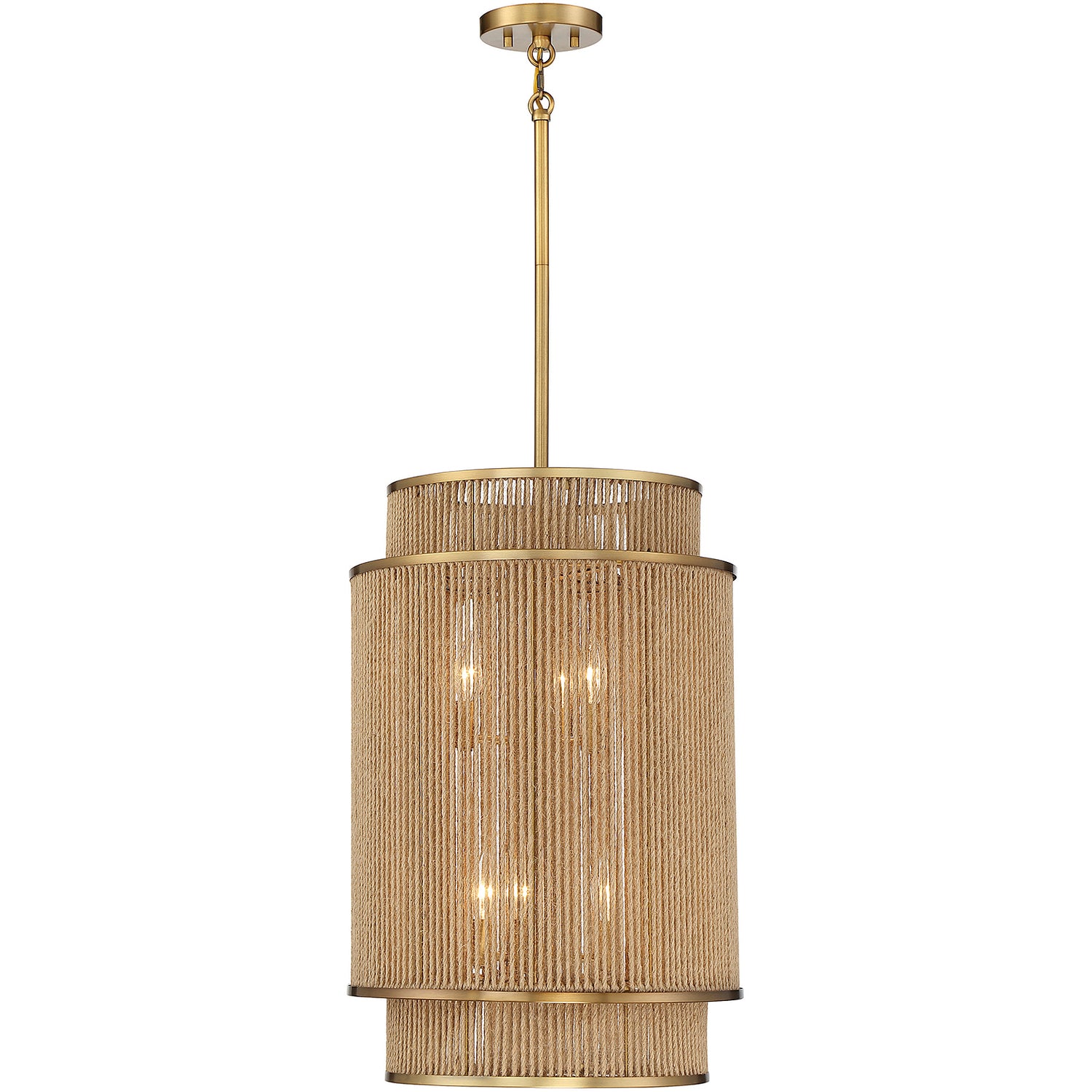 Ashburn 6-Light Pendant in Warm Brass and Rope